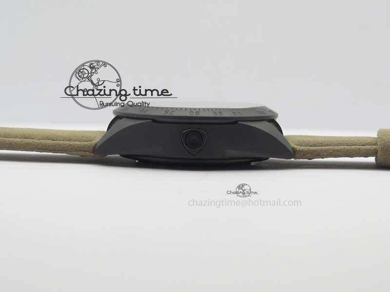 Upgraded Black Shield Ceramic ZF 1:1 Best Edition Black Dial On Brown Leather Strap A 9778