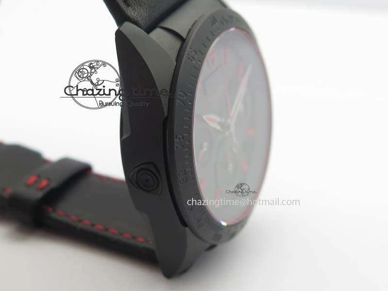 Black Shield Ceramic ZF 1:1 Best Edition Black Dial Red Markers On Black Leather Strap A SmartChoice 9779
