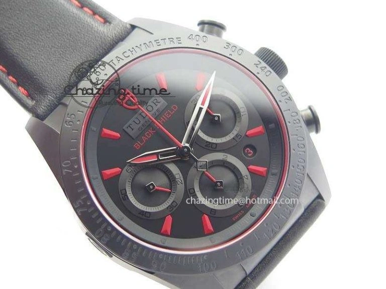 Black Shield Ceramic ZF 1:1 Best Edition Black Dial Red Markers On Black Leather Strap A SmartChoice 9779