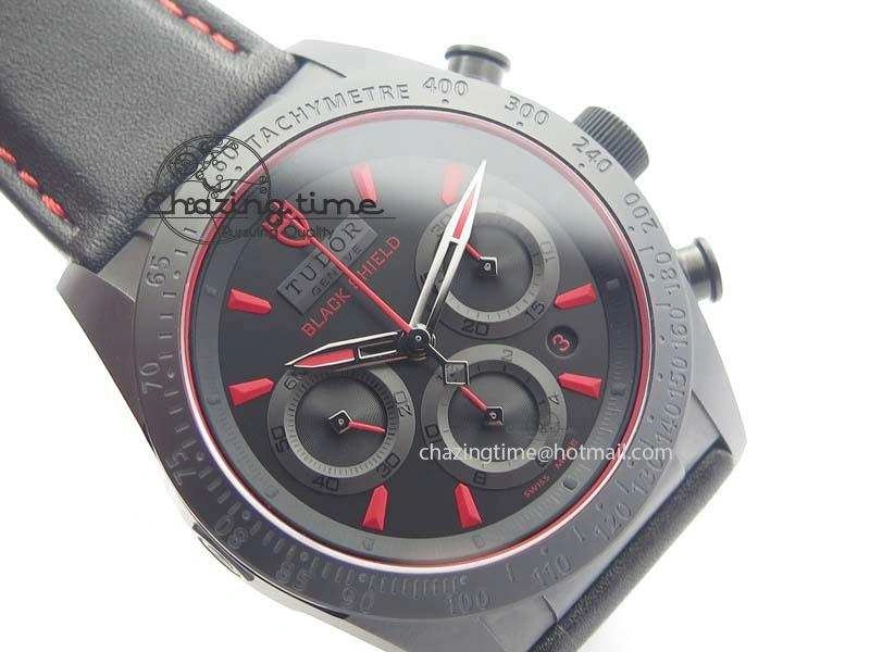 Black Shield Ceramic ZF 1:1 Best Edition Black Dial Red Markers On Black Leather Strap A SmartChoice 9779
