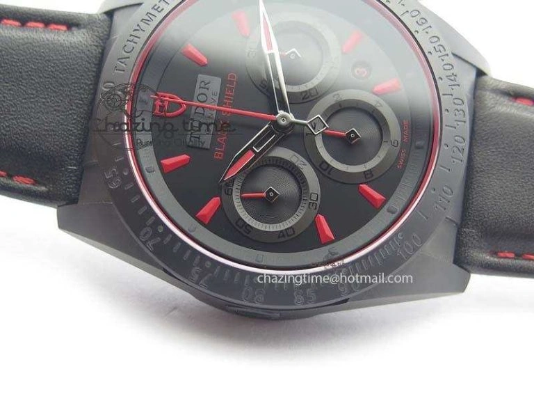 Black Shield Ceramic ZF 1:1 Best Edition Black Dial Red Markers On Black Leather Strap A SmartChoice 9779