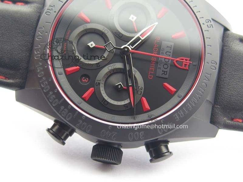 Black Shield Ceramic ZF 1:1 Best Edition Black Dial Red Markers On Black Leather Strap A SmartChoice 9779