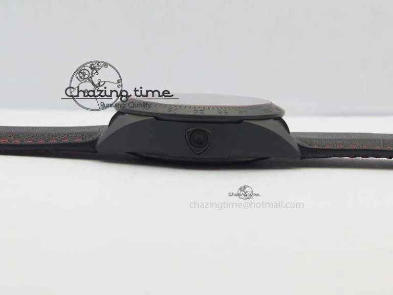 Black Shield Ceramic ZF 1:1 Best Edition Black Dial Red Markers On Black Leather Strap A SmartChoice 9779