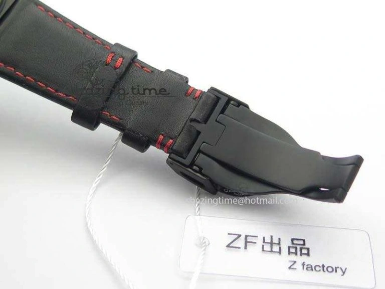 Black Shield Ceramic ZF 1:1 Best Edition Black Dial Red Markers On Black Leather Strap A SmartChoice 9779