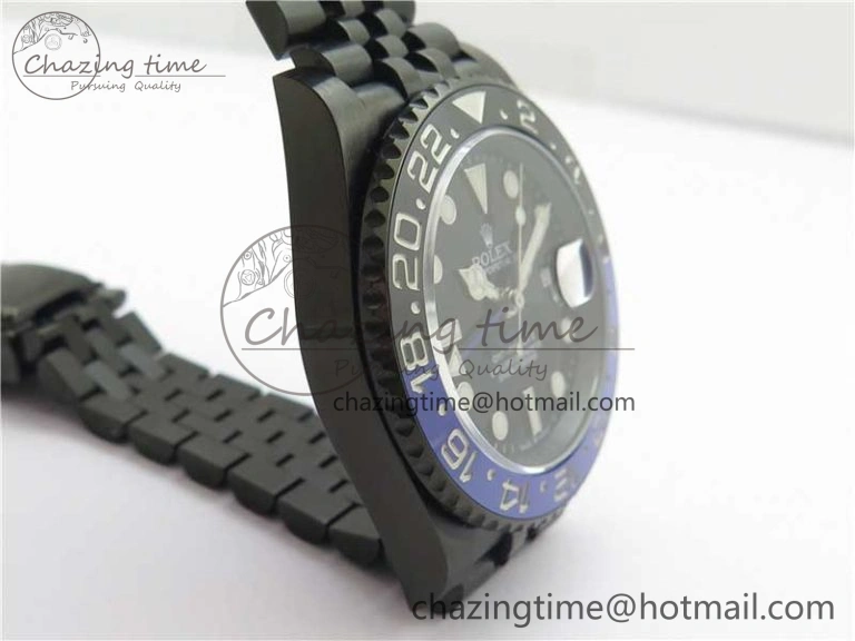 Efficient Blaken GMT Master II Black Blue Ceramic DLC GSF Best Edition Black Dial on Jubilee Bracelet A 2600