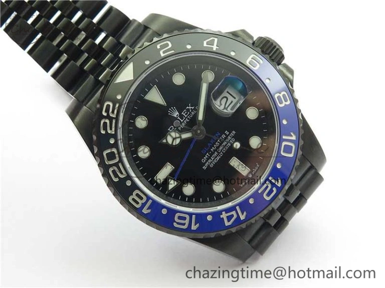 Efficient Blaken GMT Master II Black Blue Ceramic DLC GSF Best Edition Black Dial on Jubilee Bracelet A 2600