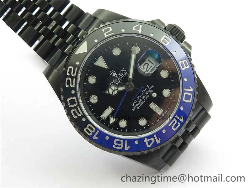 Efficient Blaken GMT Master II Black Blue Ceramic DLC GSF Best Edition Black Dial on Jubilee Bracelet A 2600