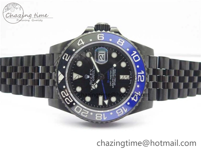 Efficient Blaken GMT Master II Black Blue Ceramic DLC GSF Best Edition Black Dial on Jubilee Bracelet A 2600
