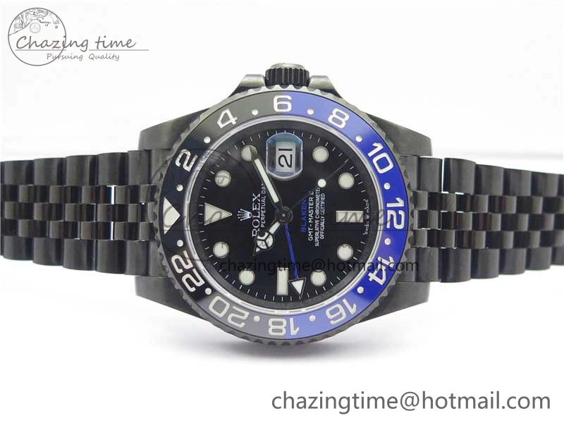 Efficient Blaken GMT Master II Black Blue Ceramic DLC GSF Best Edition Black Dial on Jubilee Bracelet A 2600