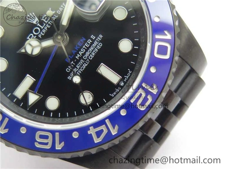 Efficient Blaken GMT Master II Black Blue Ceramic DLC GSF Best Edition Black Dial on Jubilee Bracelet A 2600