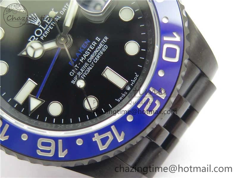 Efficient Blaken GMT Master II Black Blue Ceramic DLC GSF Best Edition Black Dial on Jubilee Bracelet A 2600