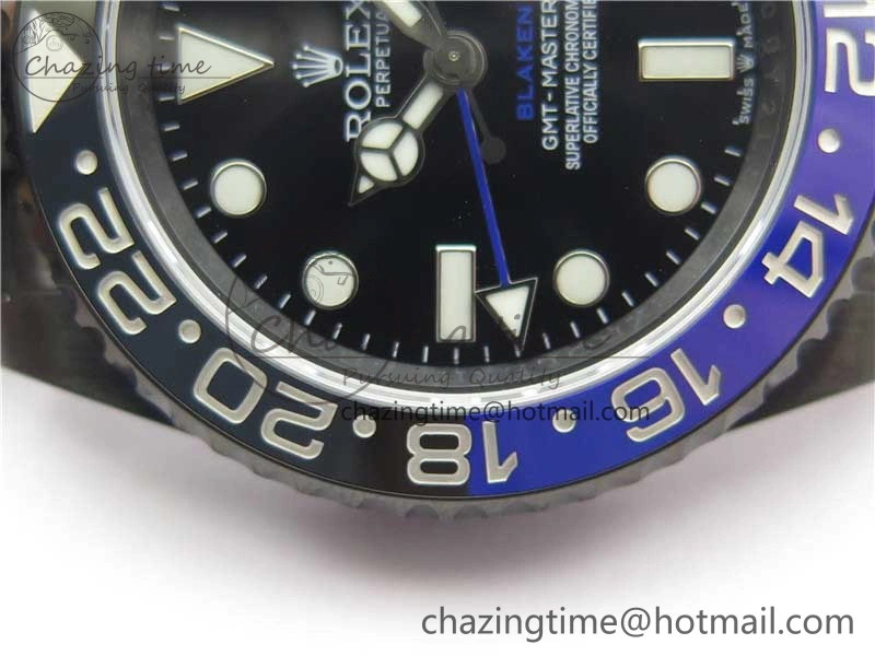 Efficient Blaken GMT Master II Black Blue Ceramic DLC GSF Best Edition Black Dial on Jubilee Bracelet A 2600