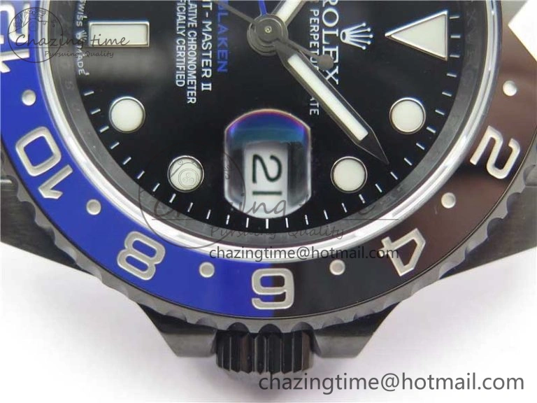 Efficient Blaken GMT Master II Black Blue Ceramic DLC GSF Best Edition Black Dial on Jubilee Bracelet A 2600