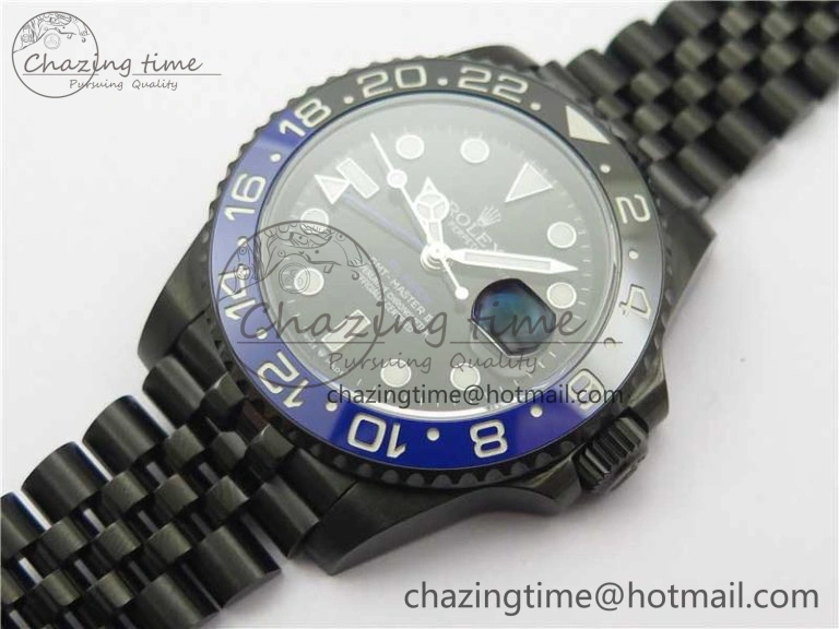 Efficient Blaken GMT Master II Black Blue Ceramic DLC GSF Best Edition Black Dial on Jubilee Bracelet A 2600