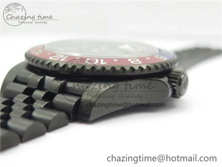 Premium Blaken GMT Master II Red Blue Ceramic DLC GSF Best Edition Black Dial on Jubilee Bracelet A 2593