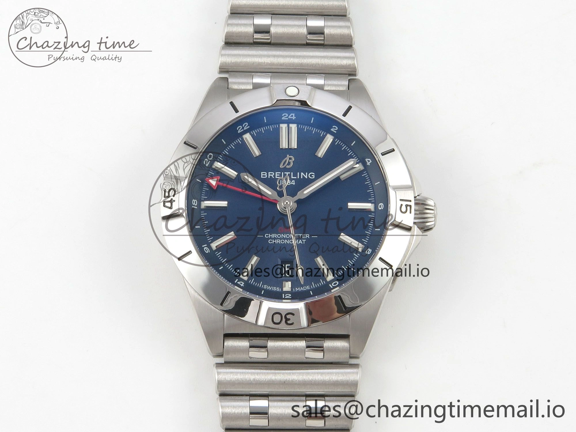 Durable Breitling BLSF Chronomat Automatic 1:1 Best Edition GMT 40mm Blue Dial On SS Bracelet A 5384
