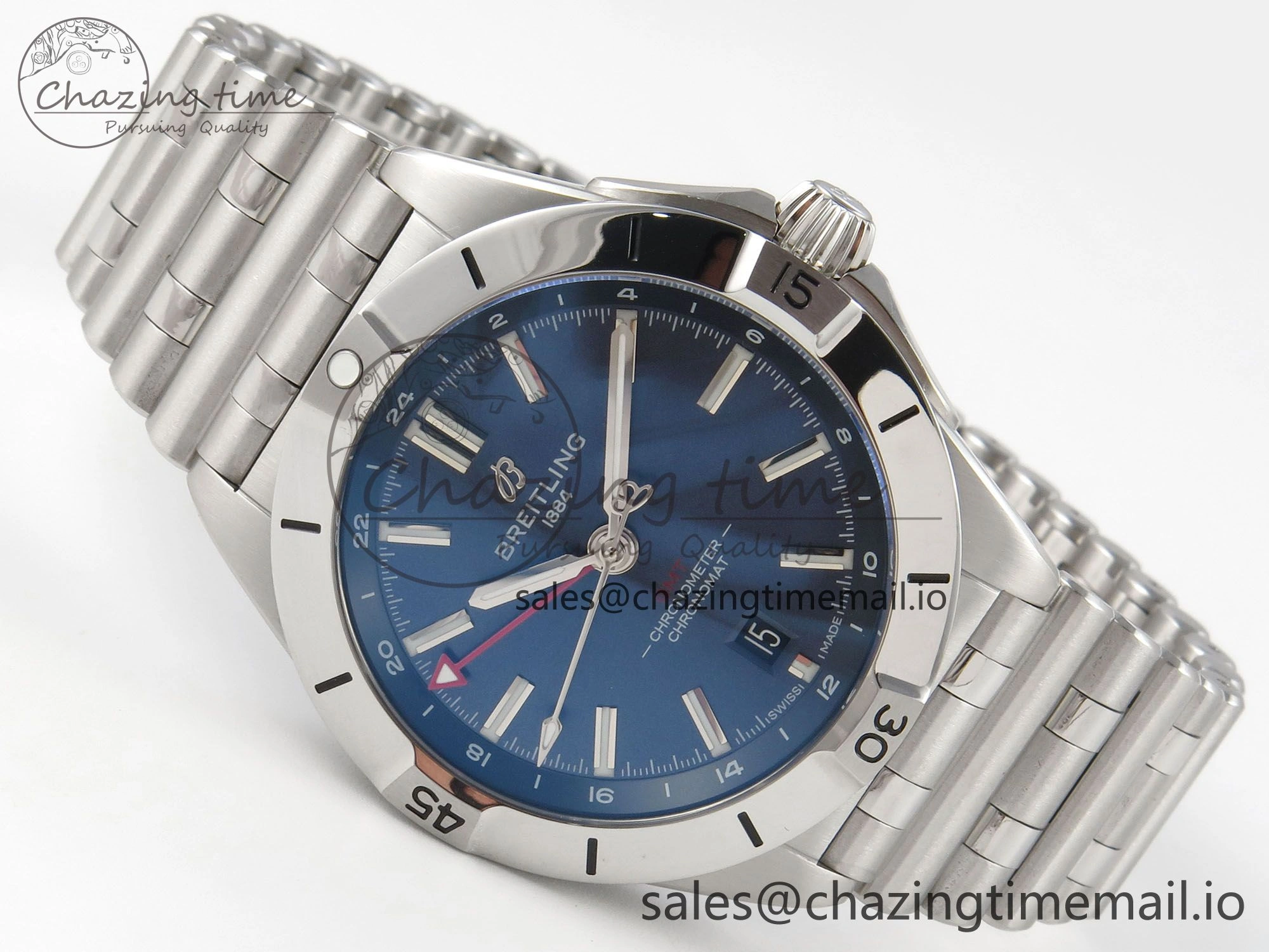 Durable Breitling BLSF Chronomat Automatic 1:1 Best Edition GMT 40mm Blue Dial On SS Bracelet A 5384