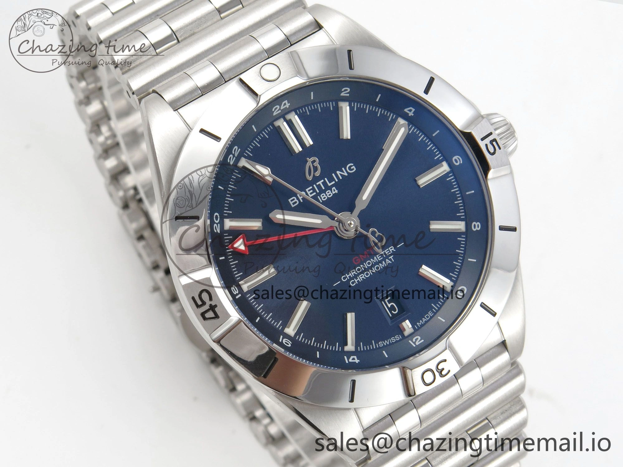 Durable Breitling BLSF Chronomat Automatic 1:1 Best Edition GMT 40mm Blue Dial On SS Bracelet A 5384
