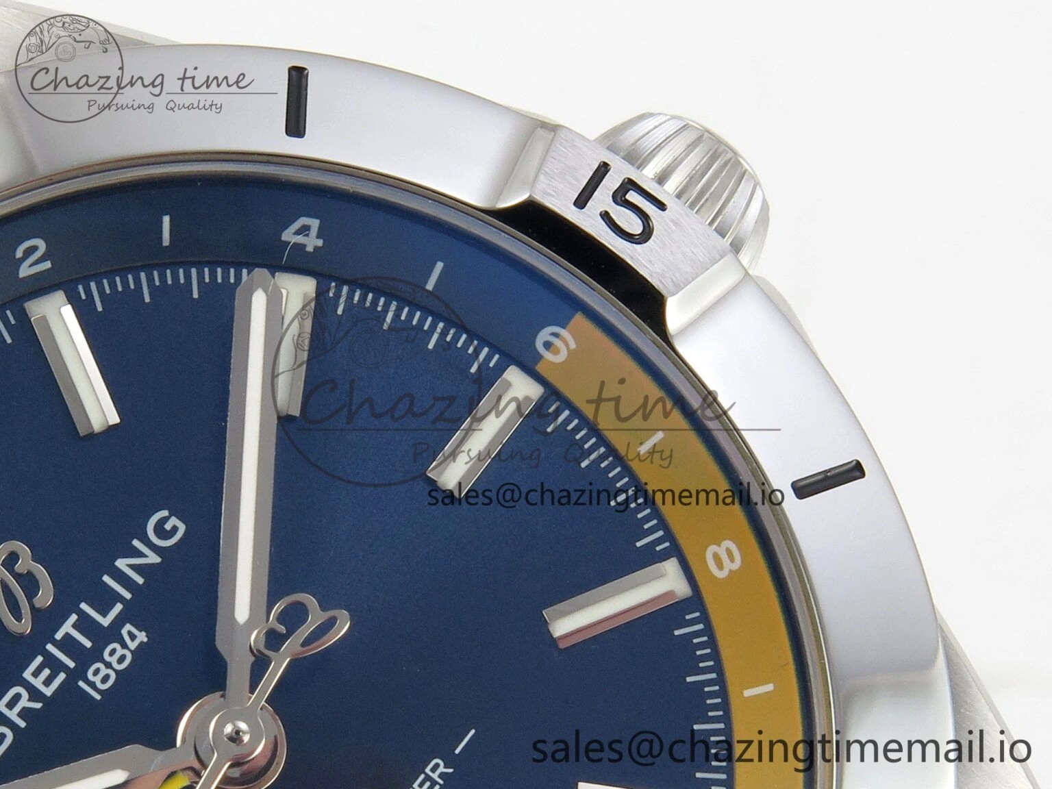 Neat Breitling BLSF Chronomat Automatic 1:1 Best Edition GMT 40mm Blue Dial with Inner Yellow Rim On SS Bracelet 5378