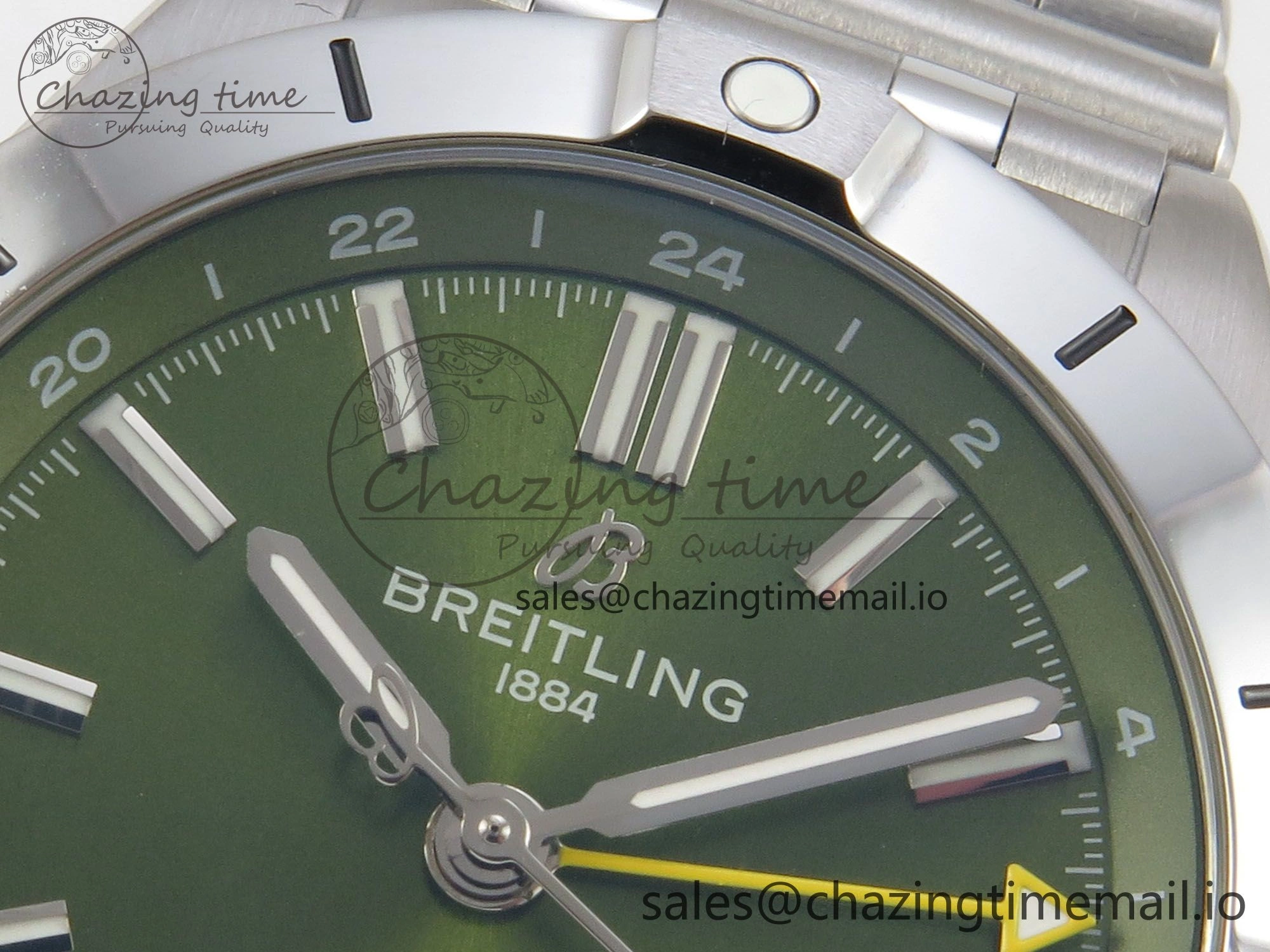 Packable Breitling BLSF Chronomat Automatic 1:1 Best Edition GMT 40mm Green Dial On SS Bracelet A 5383
