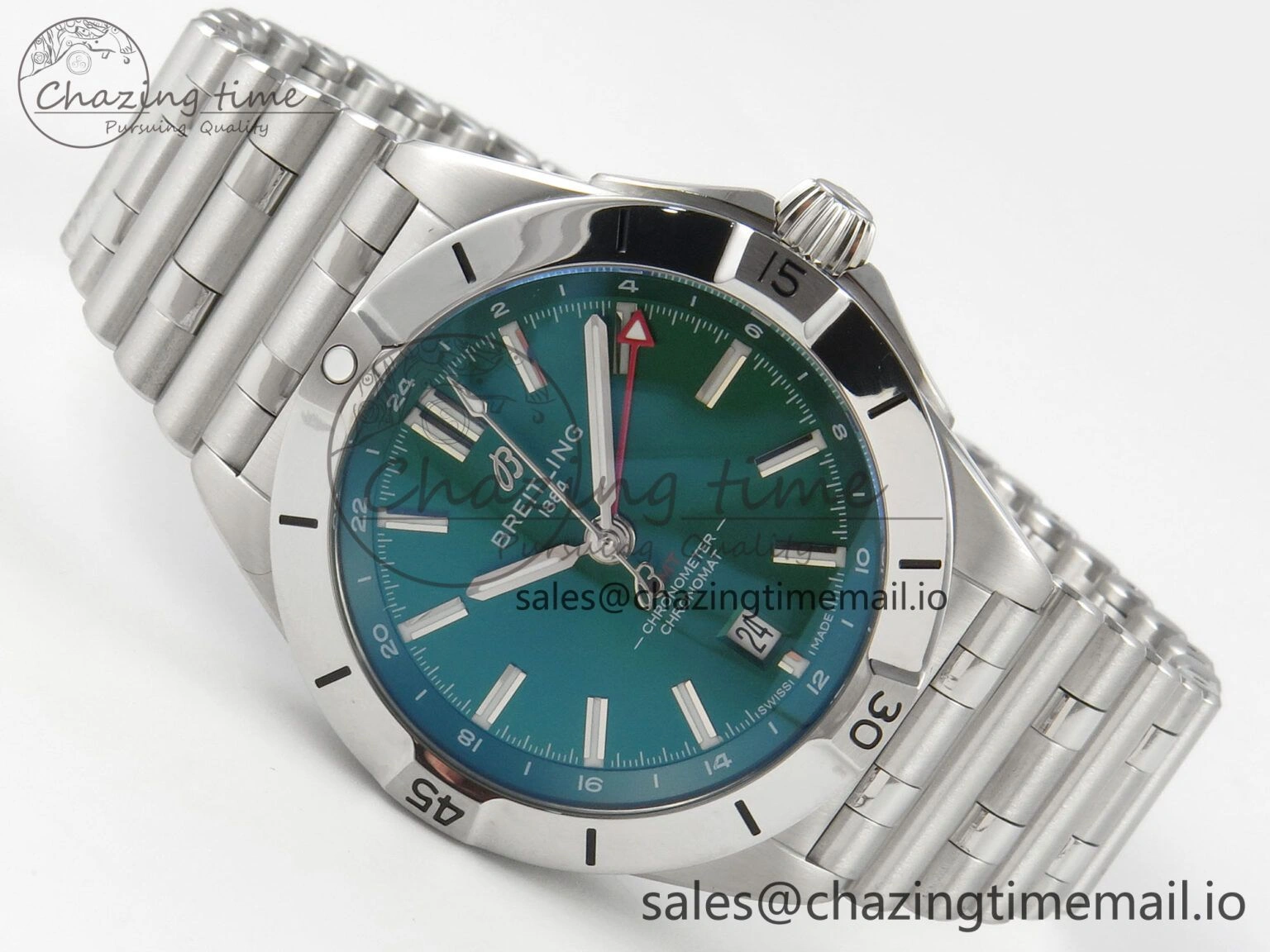 Breitling BLSF Chronomat Automatic 1:1 Best Edition GMT 40mm Green Dial On SS Bracelet A SportInspired 5382