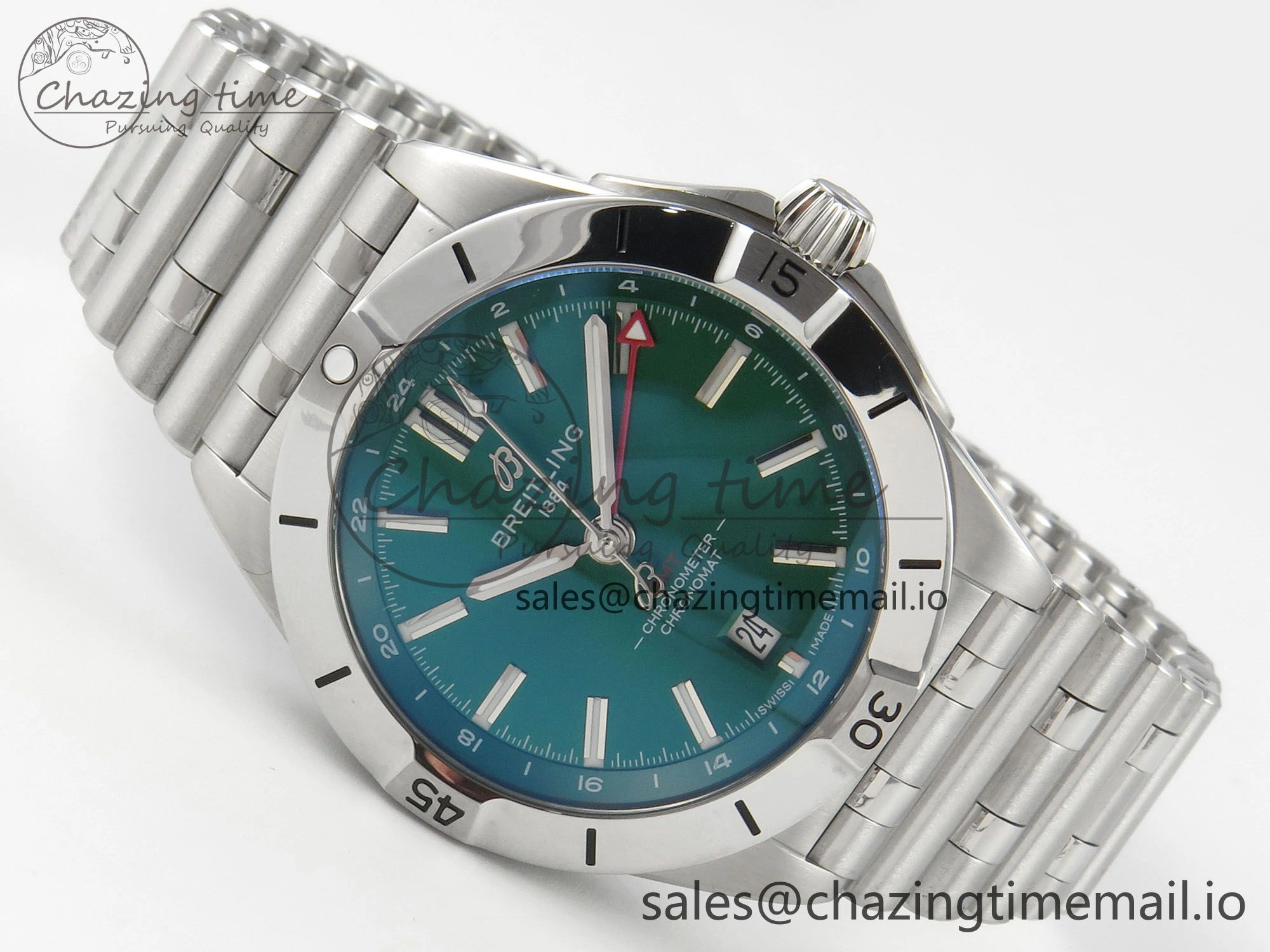 Breitling BLSF Chronomat Automatic 1:1 Best Edition GMT 40mm Green Dial On SS Bracelet A SportInspired 5382