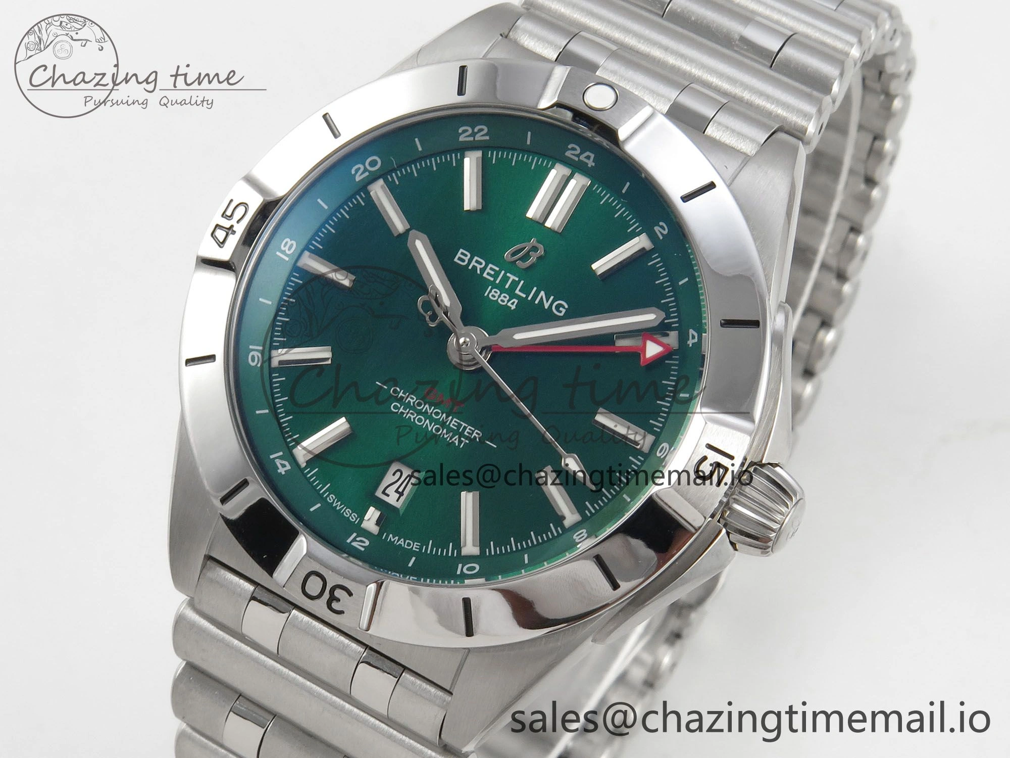 Breitling BLSF Chronomat Automatic 1:1 Best Edition GMT 40mm Green Dial On SS Bracelet A SportInspired 5382