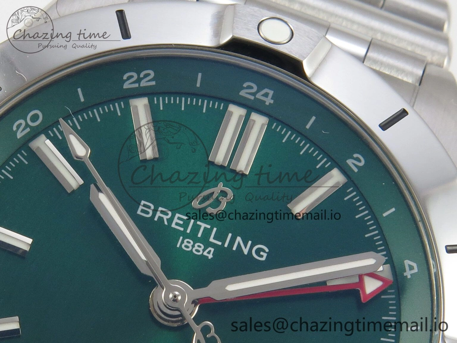 Breitling BLSF Chronomat Automatic 1:1 Best Edition GMT 40mm Green Dial On SS Bracelet A SportInspired 5382