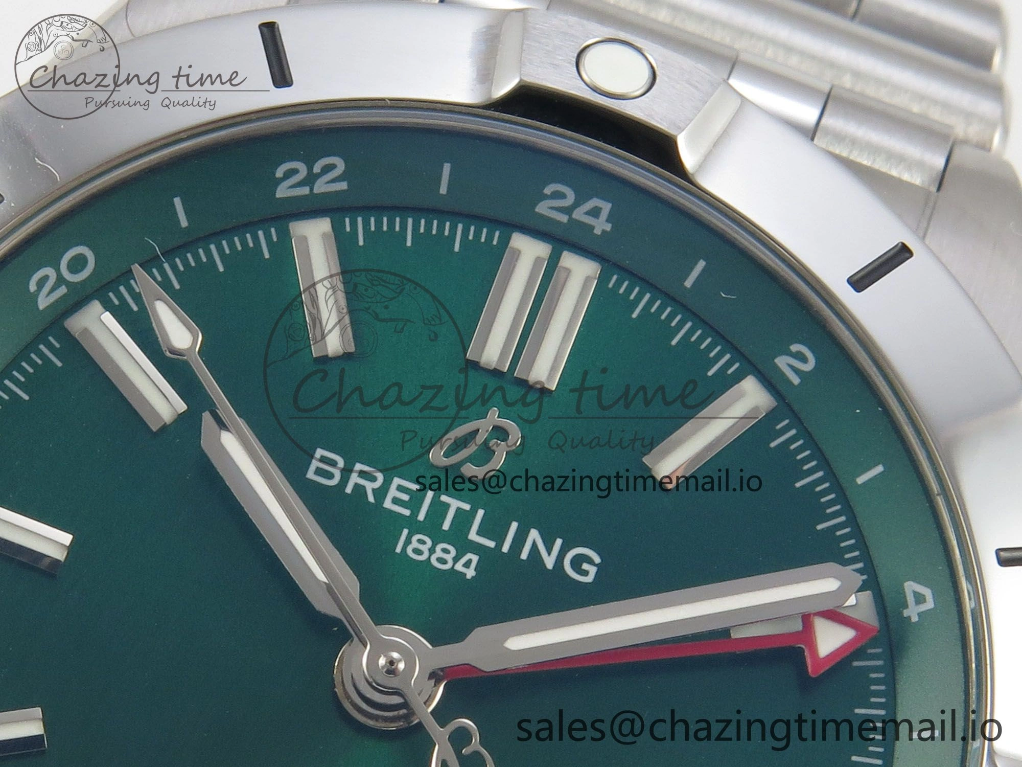 Breitling BLSF Chronomat Automatic 1:1 Best Edition GMT 40mm Green Dial On SS Bracelet A SportInspired 5382