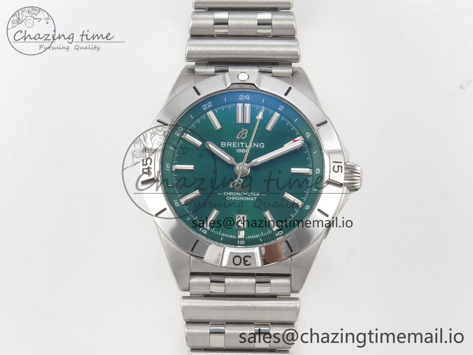 Breitling BLSF Chronomat Automatic 1:1 Best Edition GMT 40mm Green Dial On SS Bracelet A SportInspired 5382