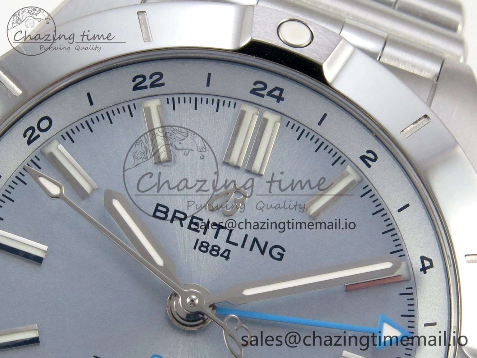 Breitling BLSF Chronomat Automatic 1:1 Best Edition GMT 40mm Ice Blue Dial On SS Bracelet A Seasonal 5379