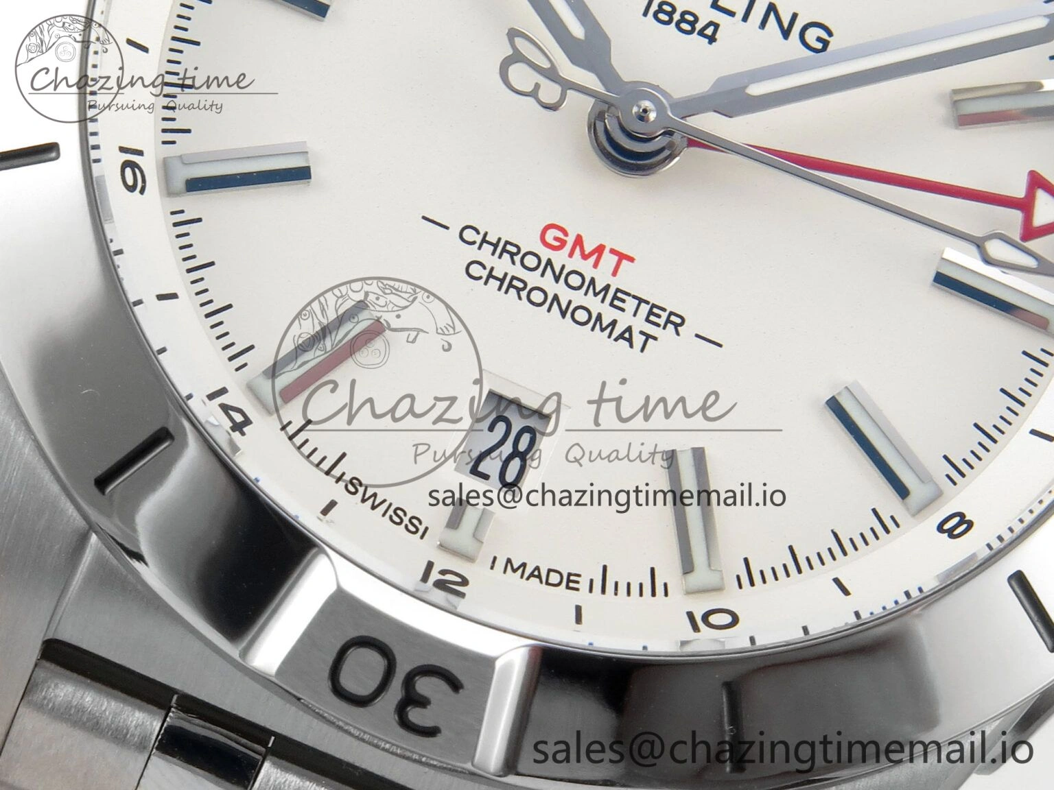 Breitling BLSF Chronomat Automatic 1:1 Best Edition GMT 40mm White Dial On SS Bracelet A ZeroBulk 5380