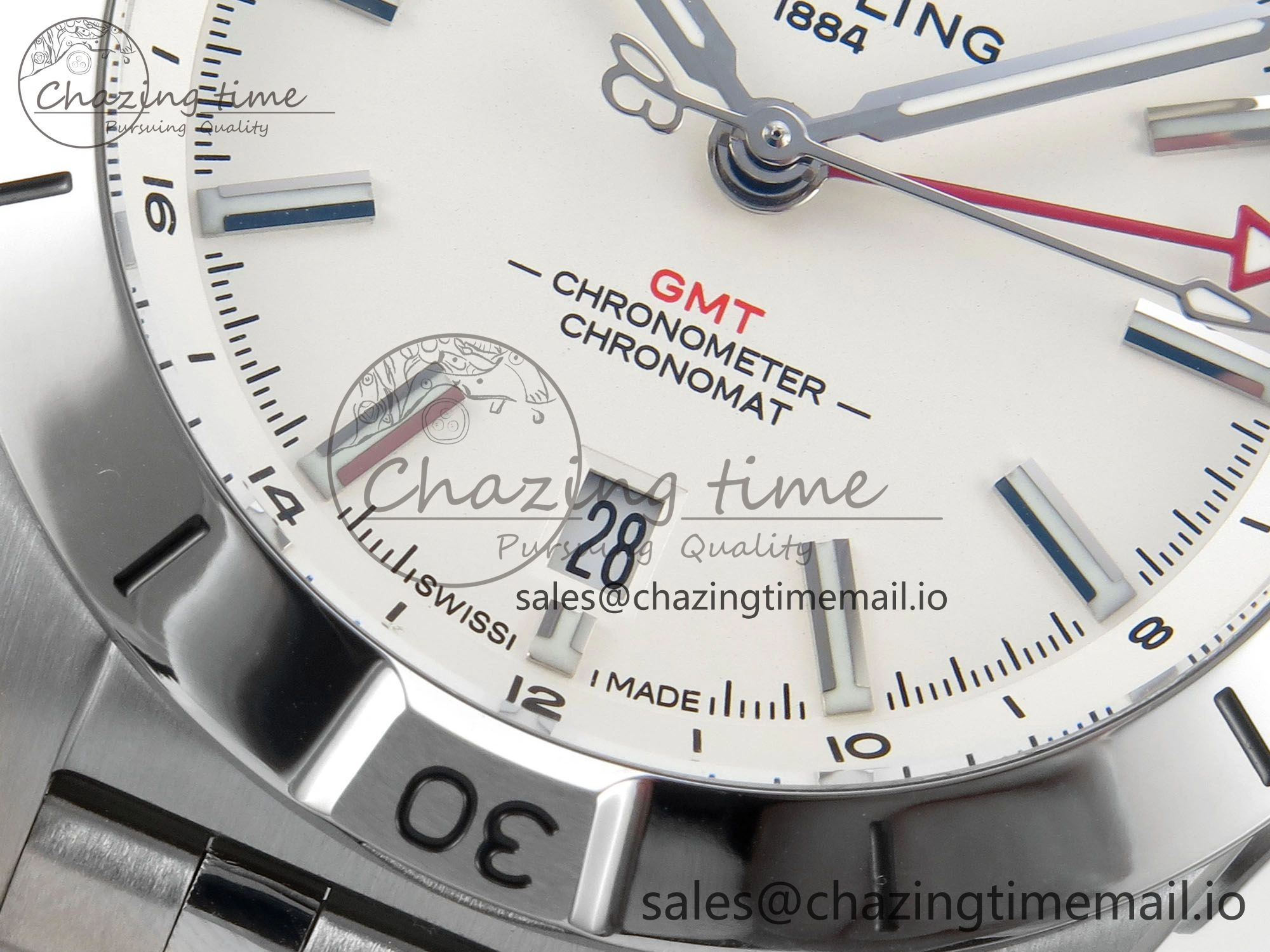 Breitling BLSF Chronomat Automatic 1:1 Best Edition GMT 40mm White Dial On SS Bracelet A ZeroBulk 5380