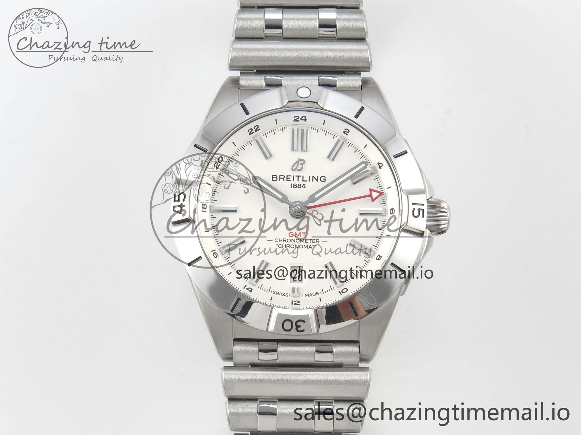 Breitling BLSF Chronomat Automatic 1:1 Best Edition GMT 40mm White Dial On SS Bracelet A ZeroBulk 5380