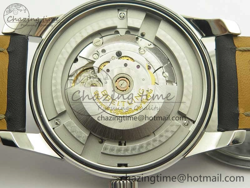 Breitling Transocean Day & Date SS V7F 1:1 Best Edition Black Dial on Black Leather Strap A Upgraded 5624