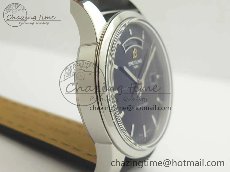 Breitling Transocean Day & Date SS V7F 1:1 Best Edition Black Dial on Black Leather Strap A Upgraded 5624