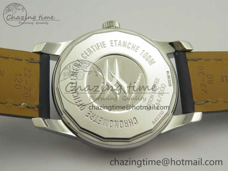 Unique Breitling Transocean Day & Date SS V7F 1:1 Best Edition Blue Dial on Blue Leather Strap A 5623