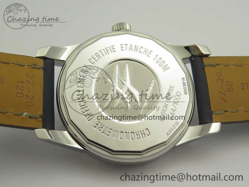 Unique Breitling Transocean Day & Date SS V7F 1:1 Best Edition Blue Dial on Blue Leather Strap A 5623