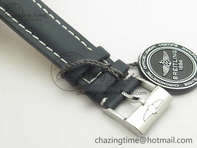 Unique Breitling Transocean Day & Date SS V7F 1:1 Best Edition Blue Dial on Blue Leather Strap A 5623
