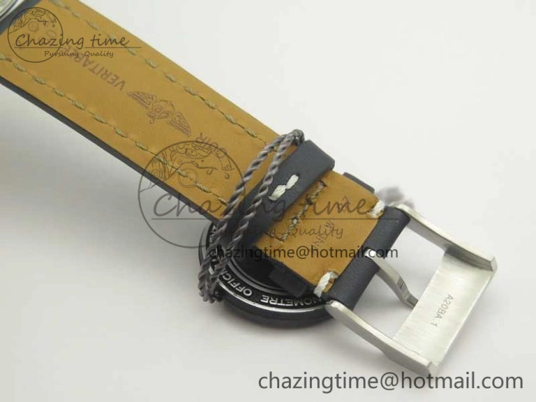 Unique Breitling Transocean Day & Date SS V7F 1:1 Best Edition Blue Dial on Blue Leather Strap A 5623