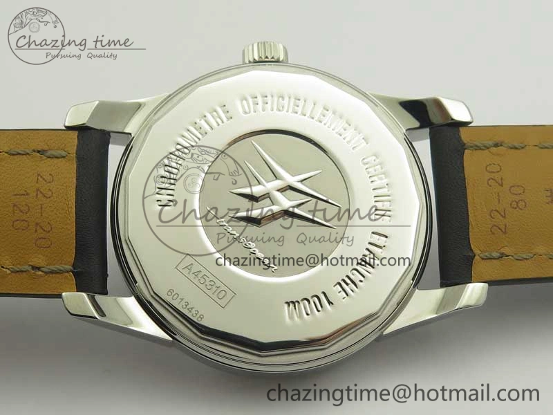 Sustainable Breitling Transocean Day & Date SS V7F 1:1 Best Edition Silver Dial on Black Leather Strap A 5621