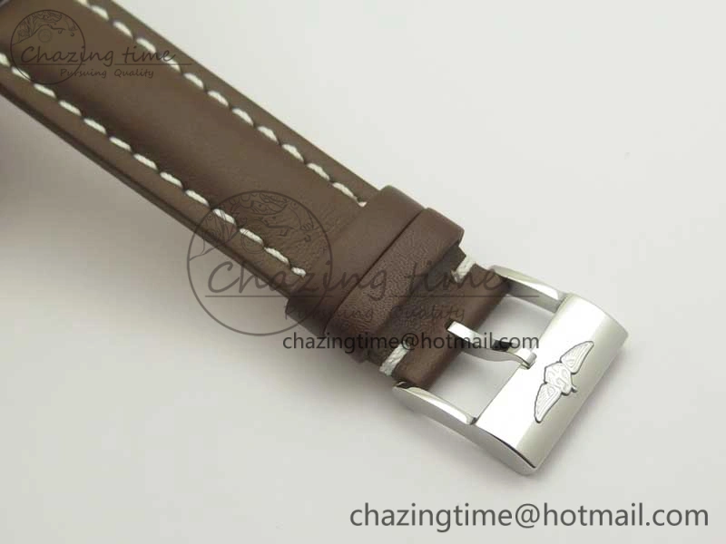 Breitling Transocean Day & Date SS V7F 1:1 Best Edition Silver Dial on Brown Leather Strap A SmartChoice 5622