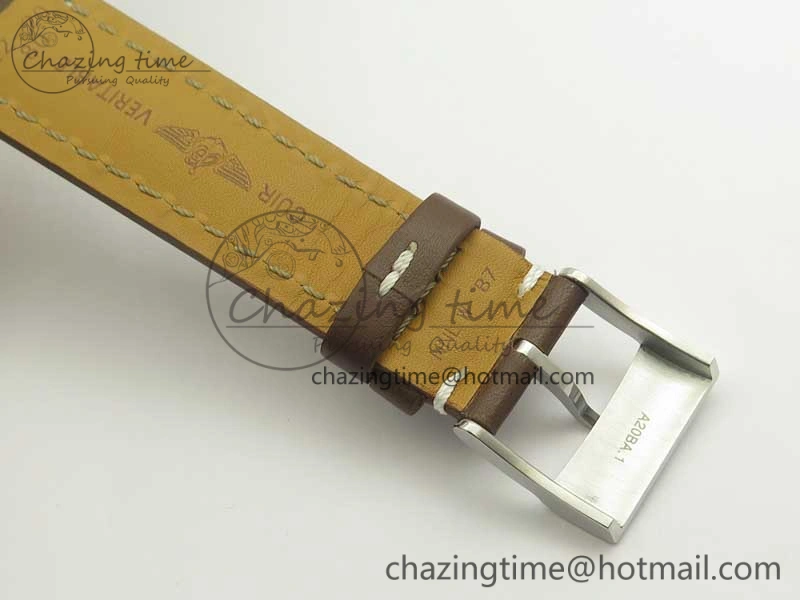 Breitling Transocean Day & Date SS V7F 1:1 Best Edition Silver Dial on Brown Leather Strap A SmartChoice 5622