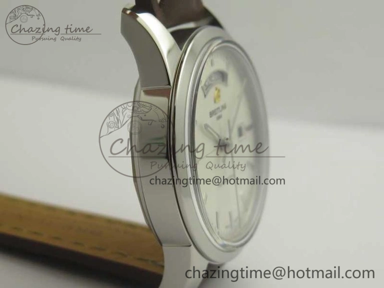 Breitling Transocean Day & Date SS V7F 1:1 Best Edition Silver Dial on Brown Leather Strap A SmartChoice 5622