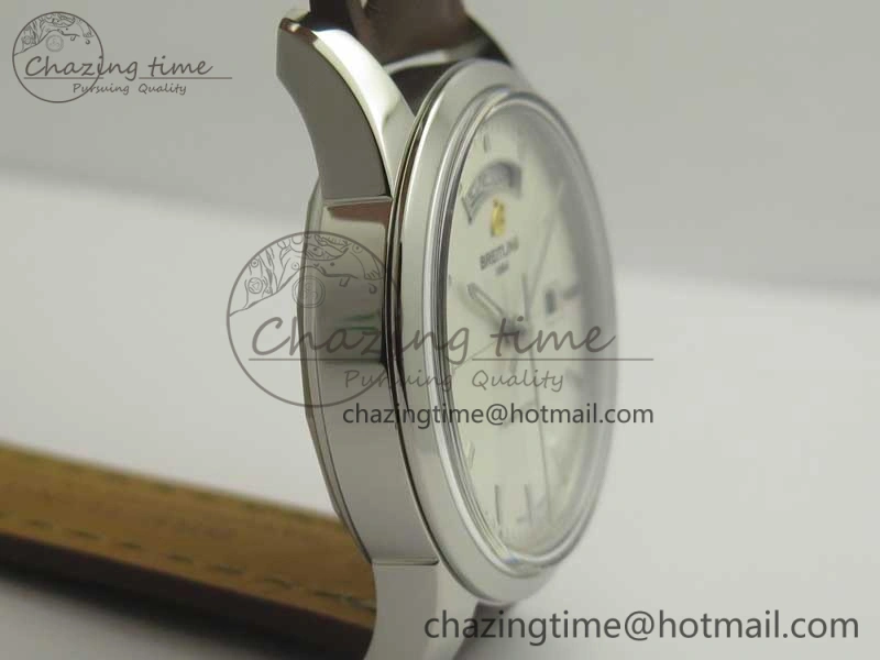Breitling Transocean Day & Date SS V7F 1:1 Best Edition Silver Dial on Brown Leather Strap A SmartChoice 5622