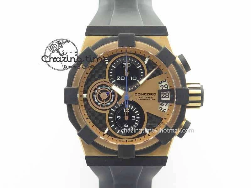 SunProtective C1 Chronograph RG H-Maker Black CF Dial On Black Rubber Strap A 6404