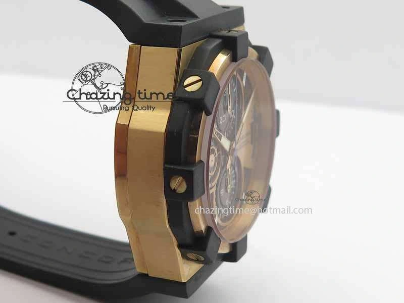 SunProtective C1 Chronograph RG H-Maker Black CF Dial On Black Rubber Strap A 6404