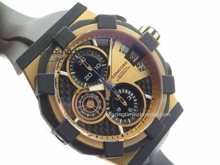 SunProtective C1 Chronograph RG H-Maker Black CF Dial On Black Rubber Strap A 6404