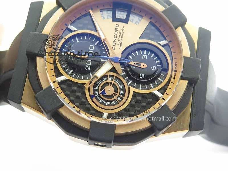 SunProtective C1 Chronograph RG H-Maker Black CF Dial On Black Rubber Strap A 6404
