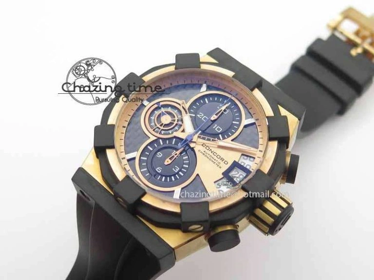 SunProtective C1 Chronograph RG H-Maker Black CF Dial On Black Rubber Strap A 6404